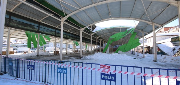  Konya'da güvenlik gerekçesiyle kapatılan pazar yerinin çatısı çöktü
