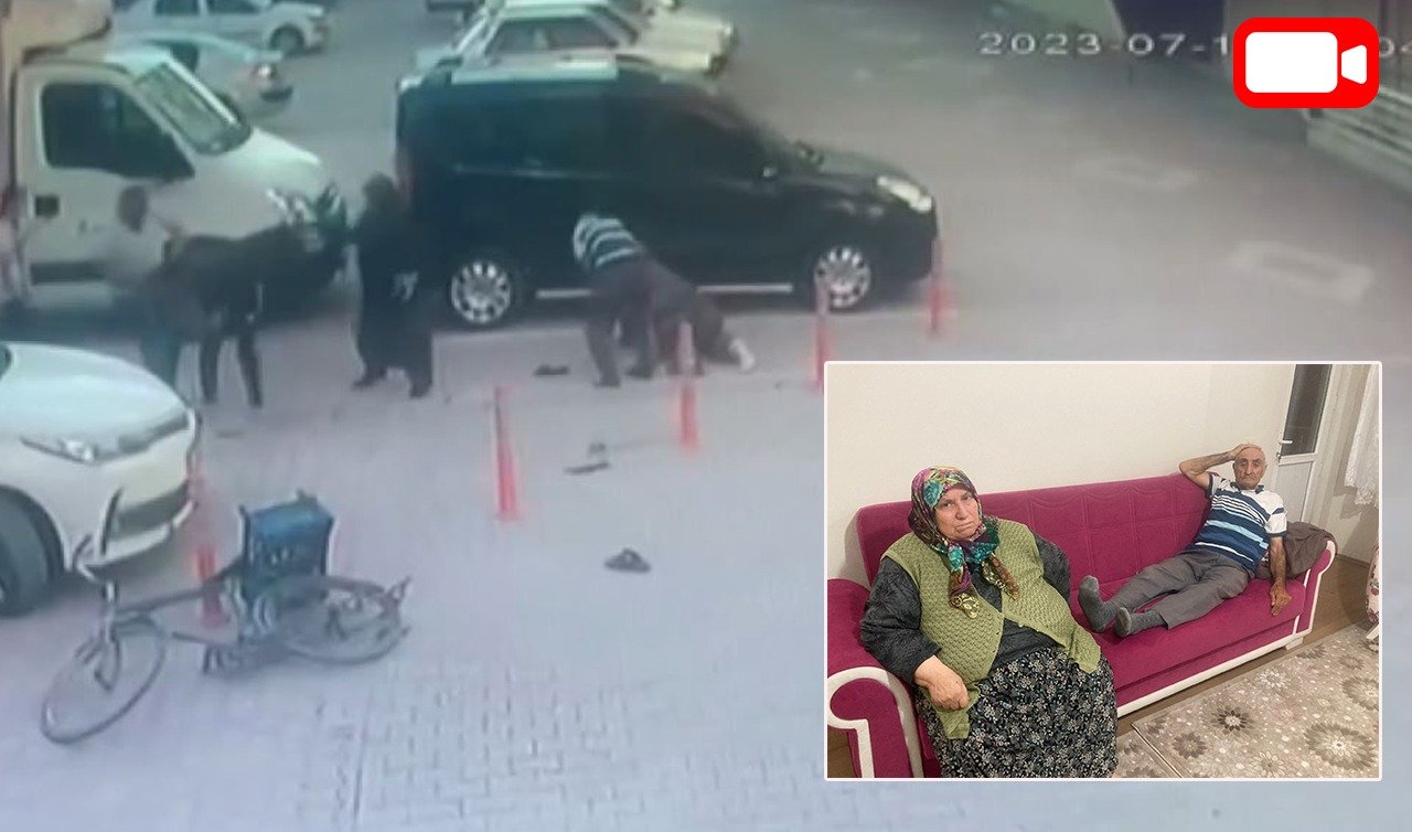 Konya’da komşu kavgası kamerada! Yaşlı çift hastanelik oldu   