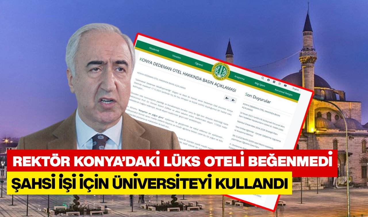 Konya'daki lüks oteli beğenmeyen Rektör paylaşımıyla eleştirildi!