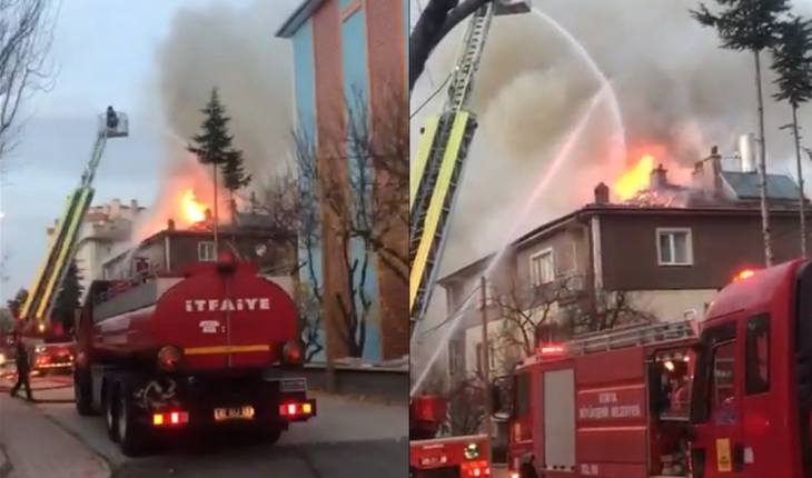 Konya’da 3 katlı binada yangın!
