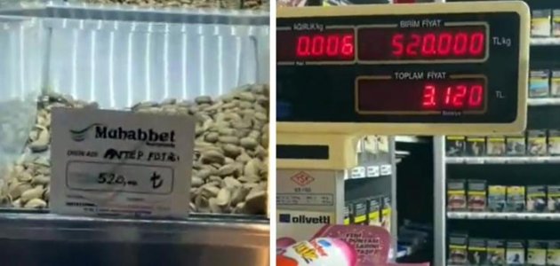  İki adet Antep fıstığı satın aldı. Tartıdaki fiyata inanamadı!