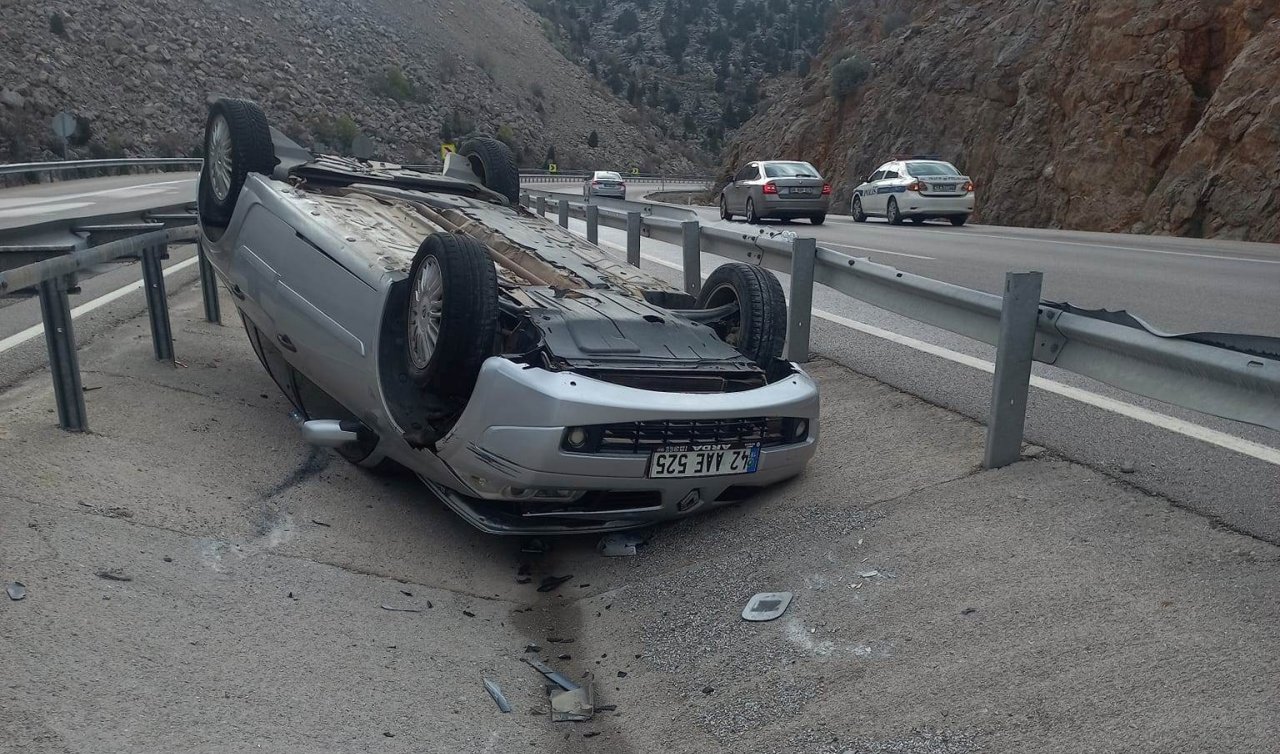 Konya’da otomobil takla attı! 