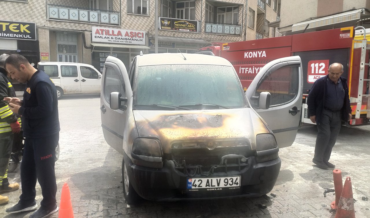 Konya’da park halindeki araçta yangın çıktı!