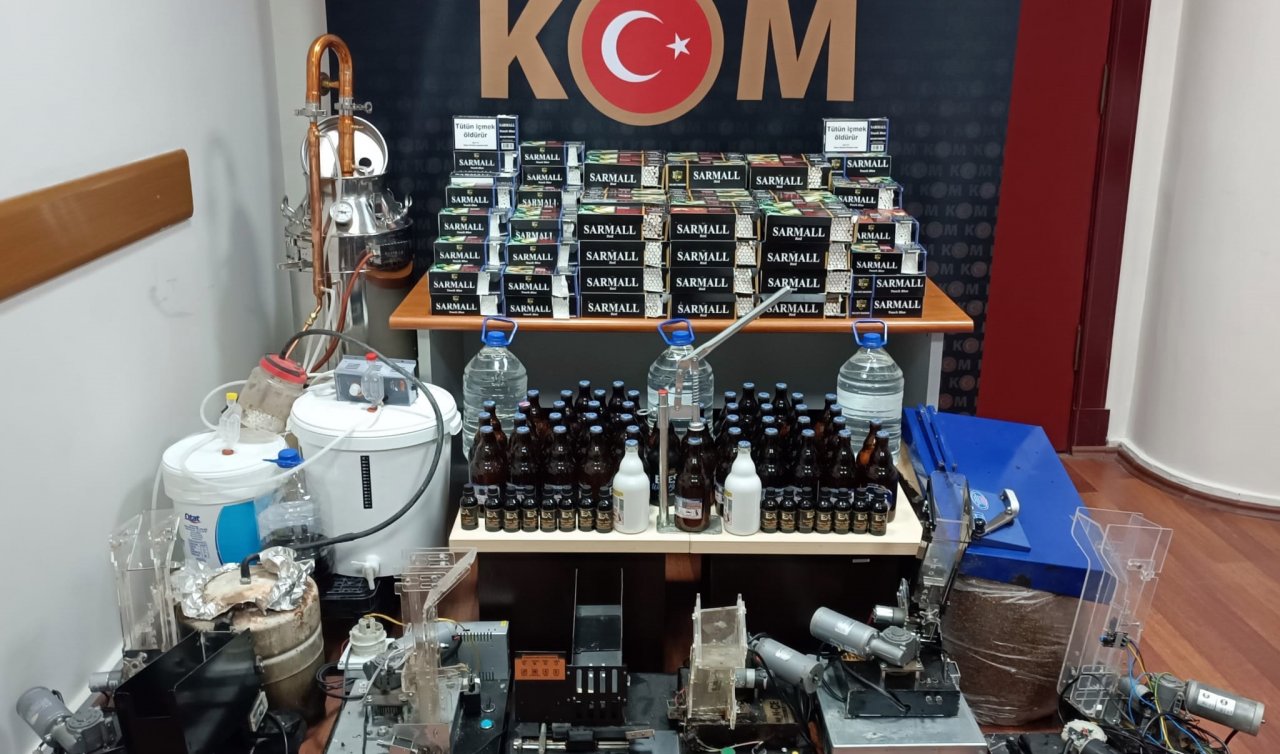 Sahte alkol ve kaçak sigara üreten 2 kişi yakalandı