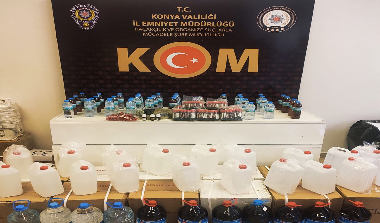 Konya’da yüzlerce litre sahte alkol ele geçirildi! 