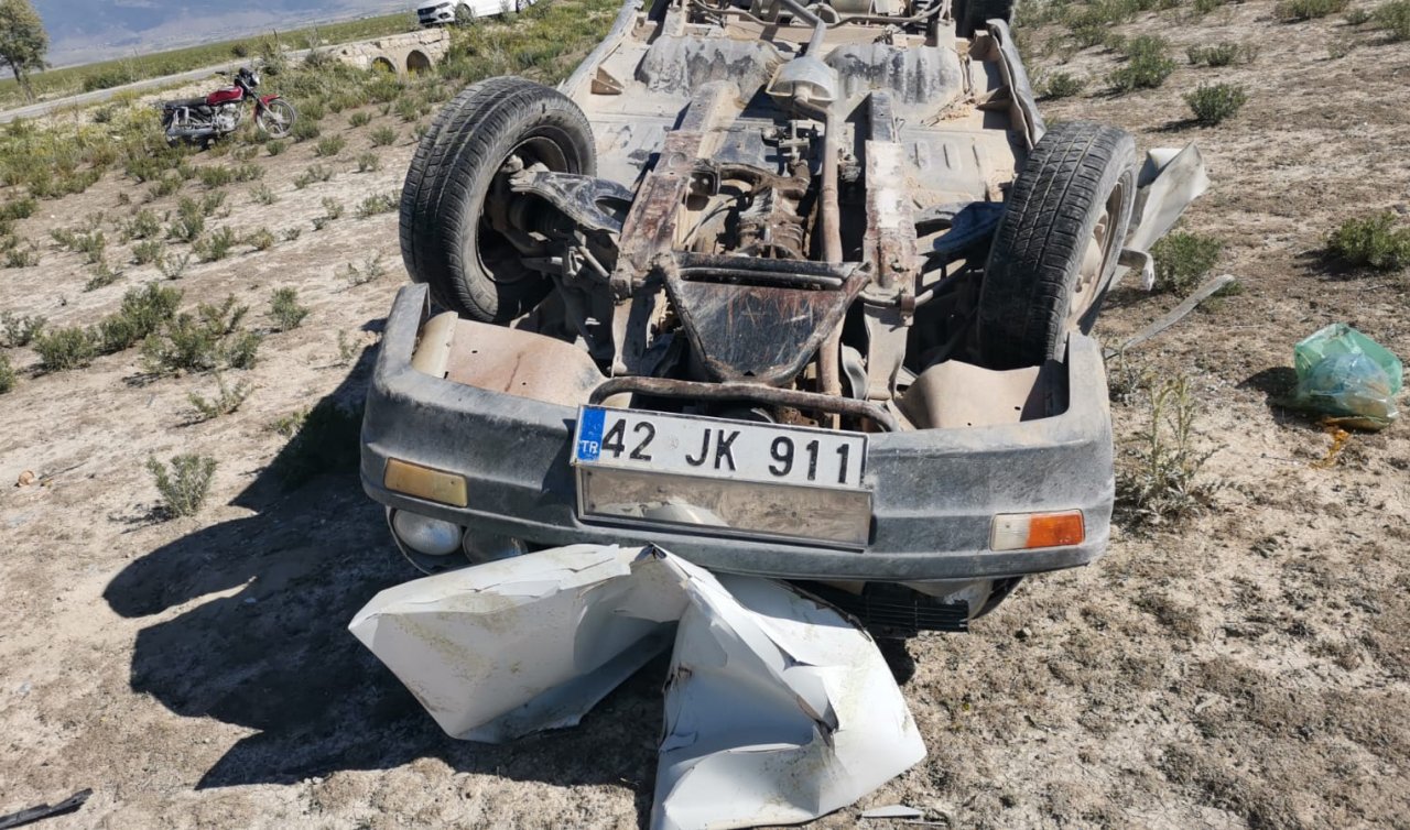 Konya’da takla atan otomobilde bir kişi hayatını kaybetti