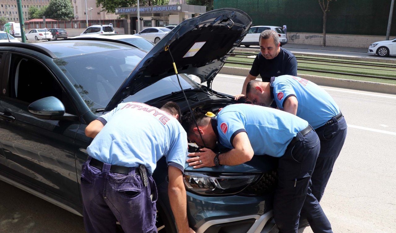 Otomobili çalıştırırken dikkat! Motor kısmına sıkışmış şekilde bulundu