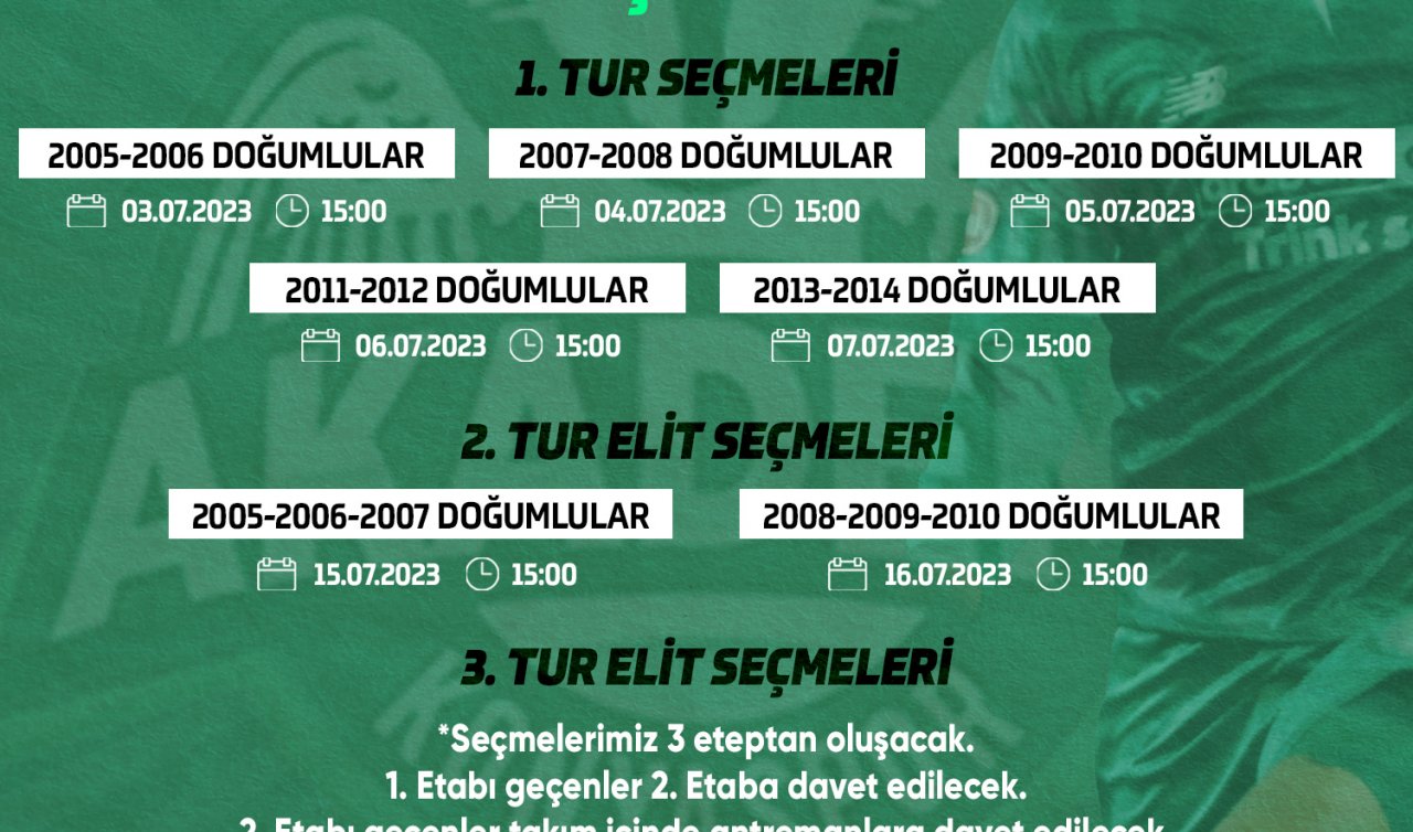  Futbolcu olmak isteyenlere müjde! Konyaspor Akademisi’nden 16 günlük seçme