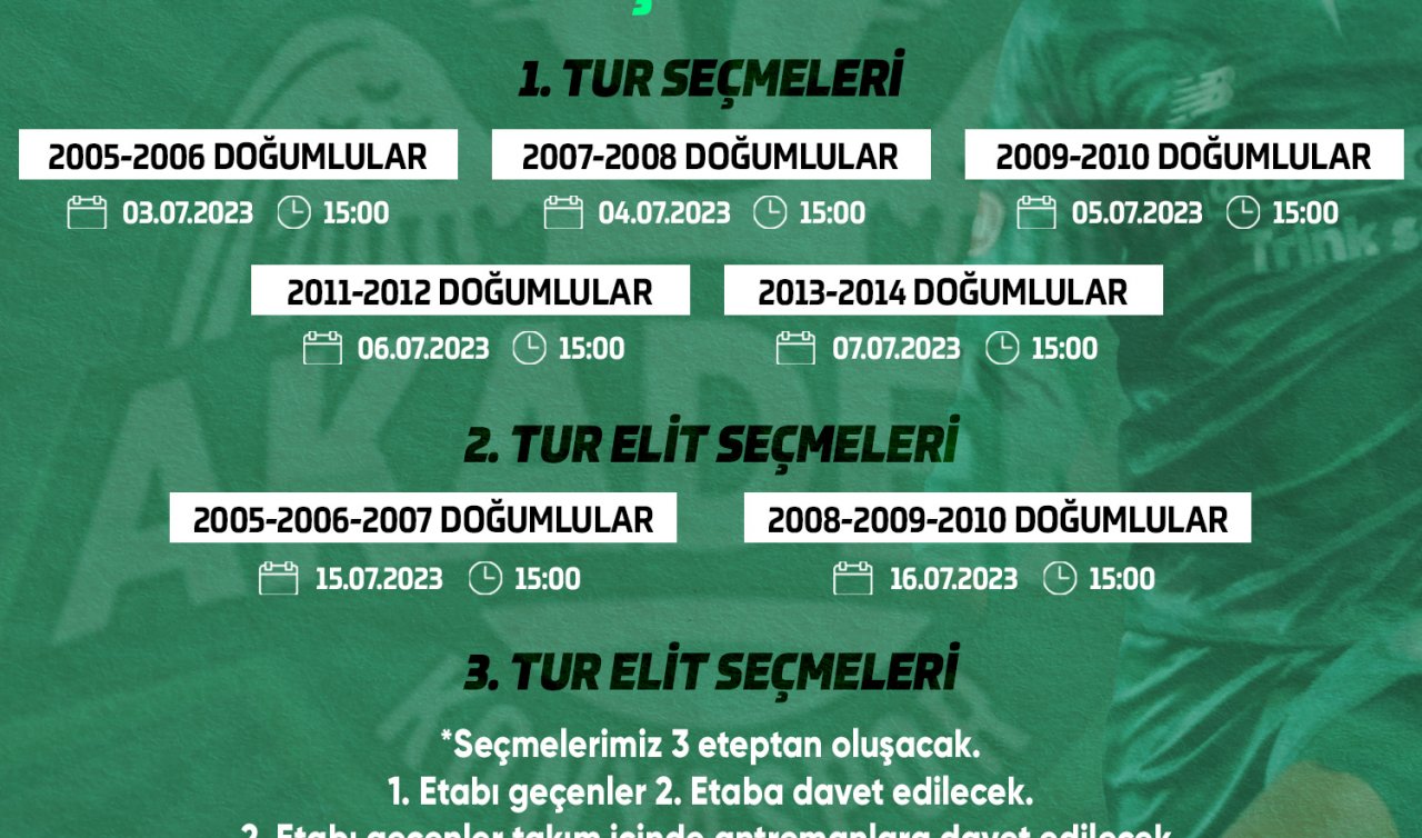 Futbolcu olmak isteyenlere müjde! Konyaspor Akademisi’nden 16 günlük seçme