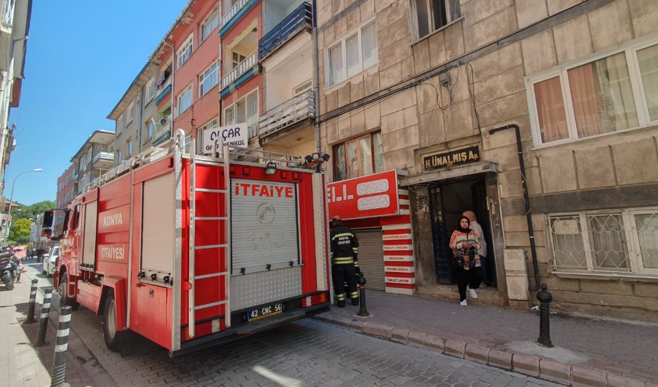 Konya’da bir evde çıkan yangın paniğe neden oldu