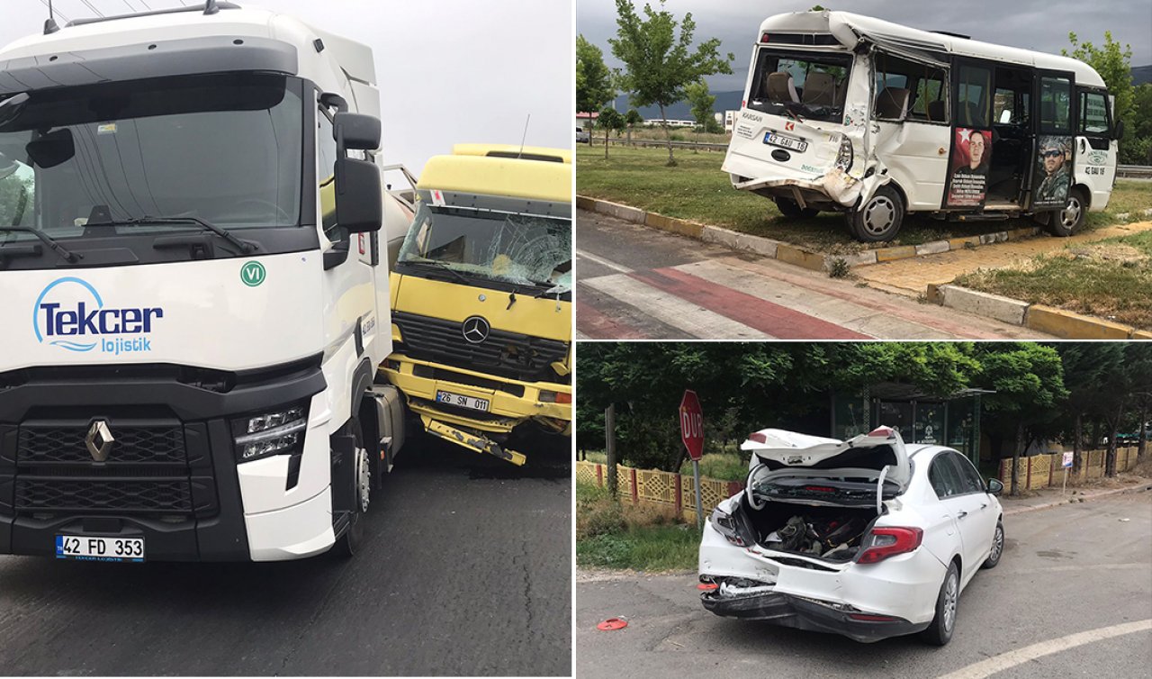 Konya’da zincirleme kaza! Tır kırmızı ışıkta bekleyen araçlara çarptı! 12 kişi yaralandı