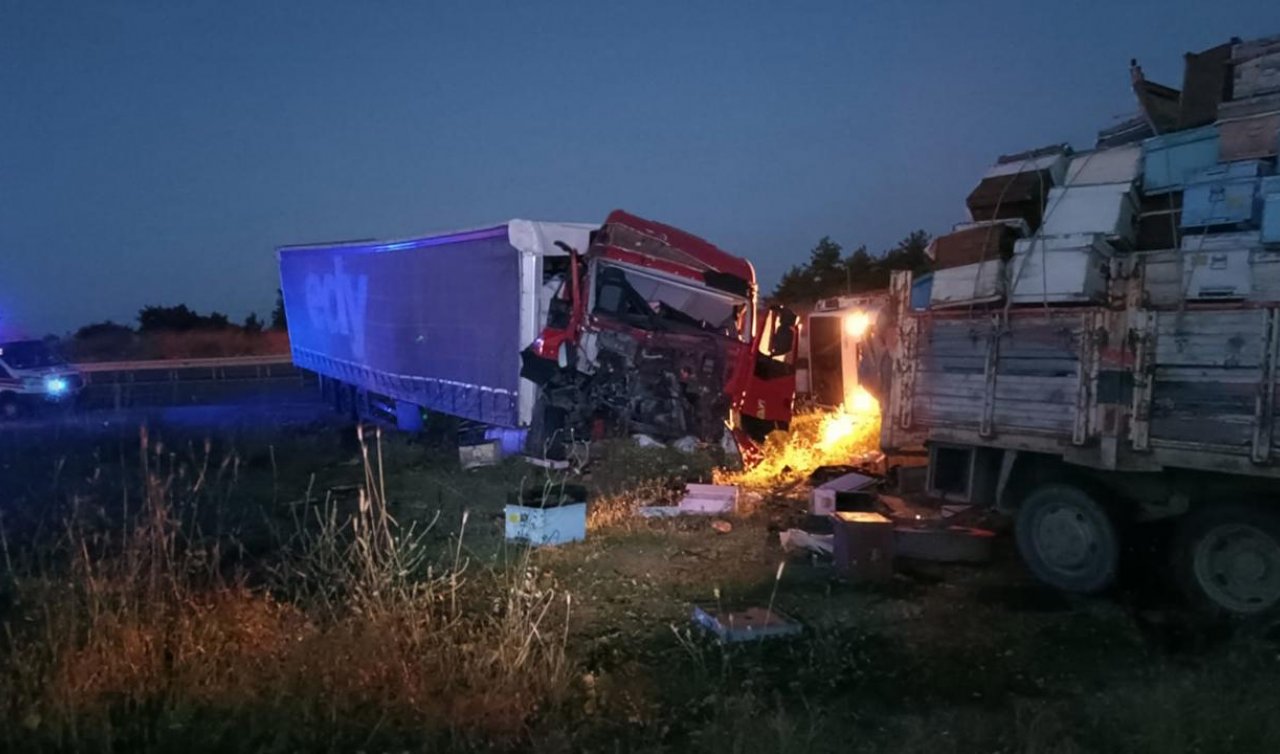 Tır park halindeki 2 kamyonete çarptı: 4 ölü