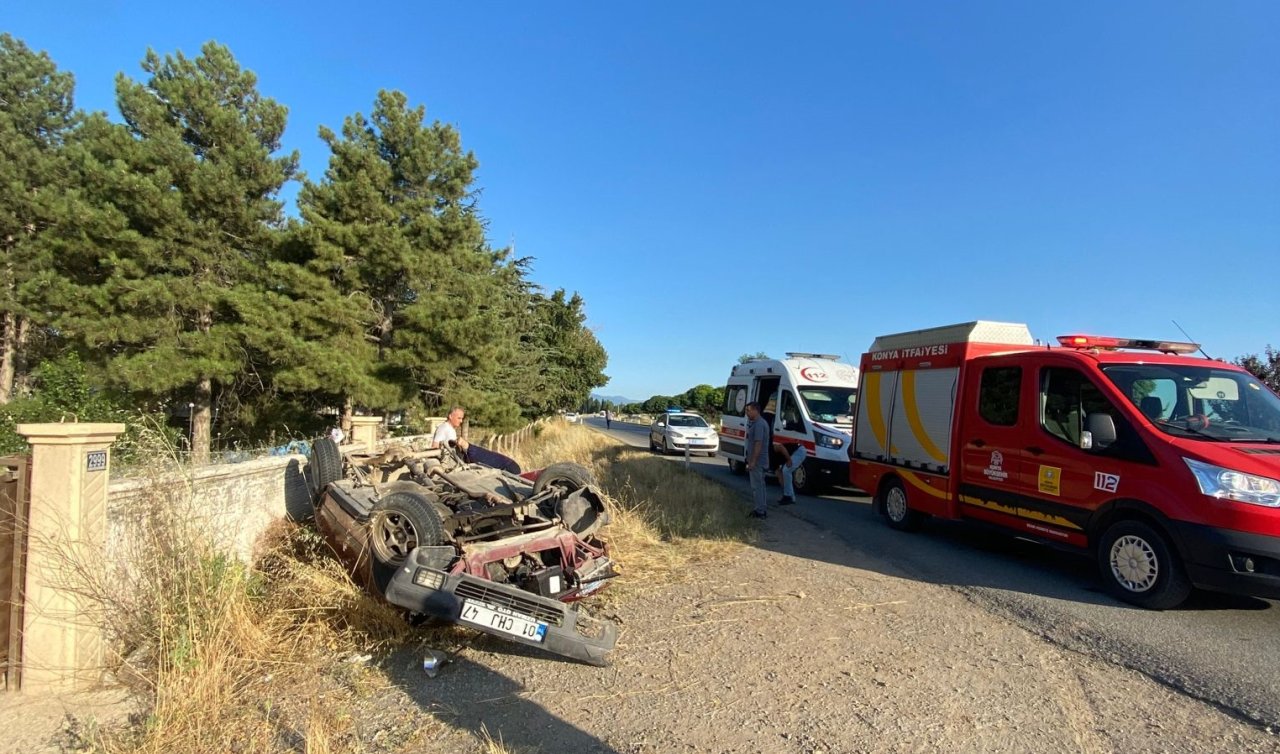 Konya’da otomobil devrildi: 4 kişi yaralandı 
