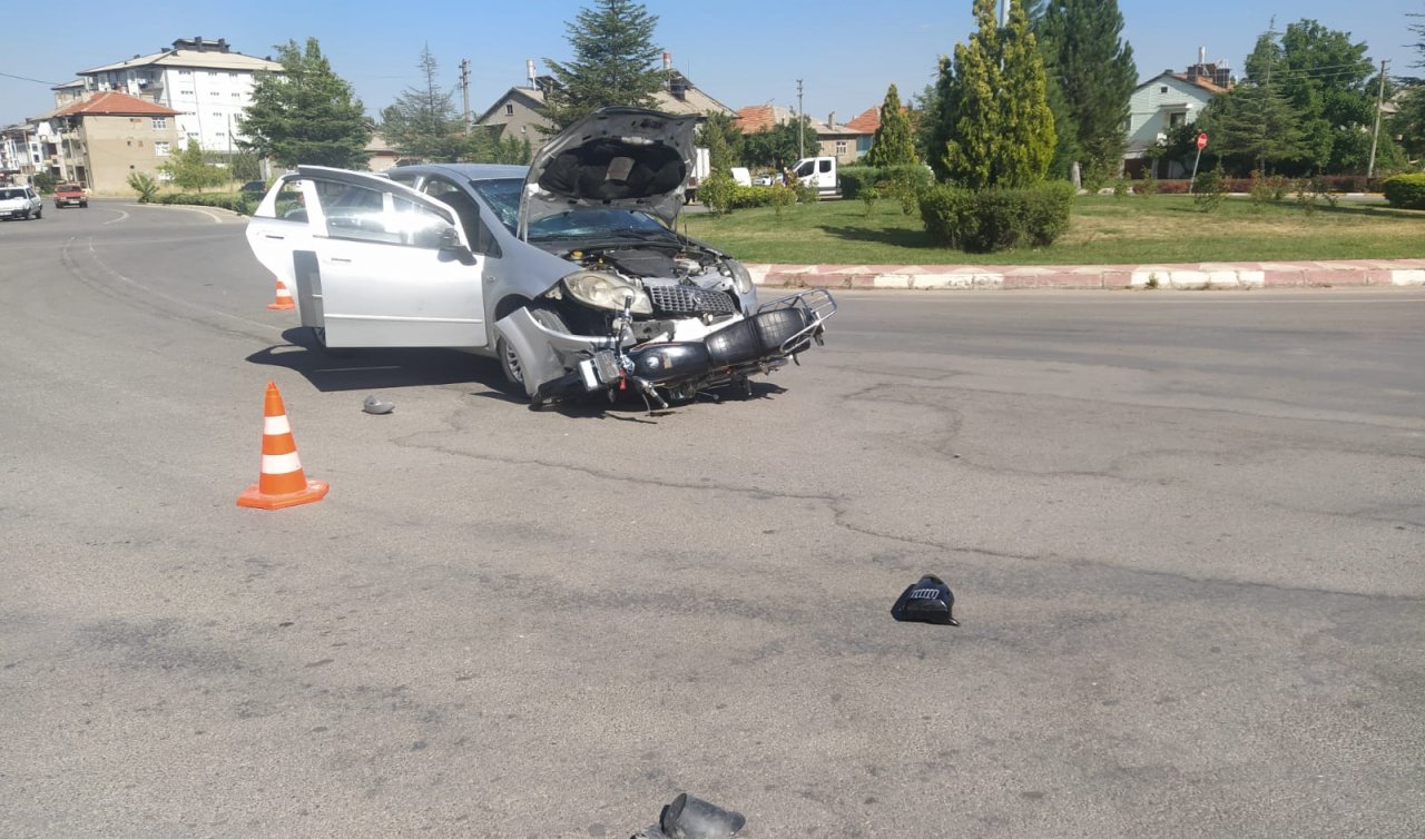 Konya’da otomobil ile motosiklet çarpıştı: Motosiklet sürücüsü ağır yaralı