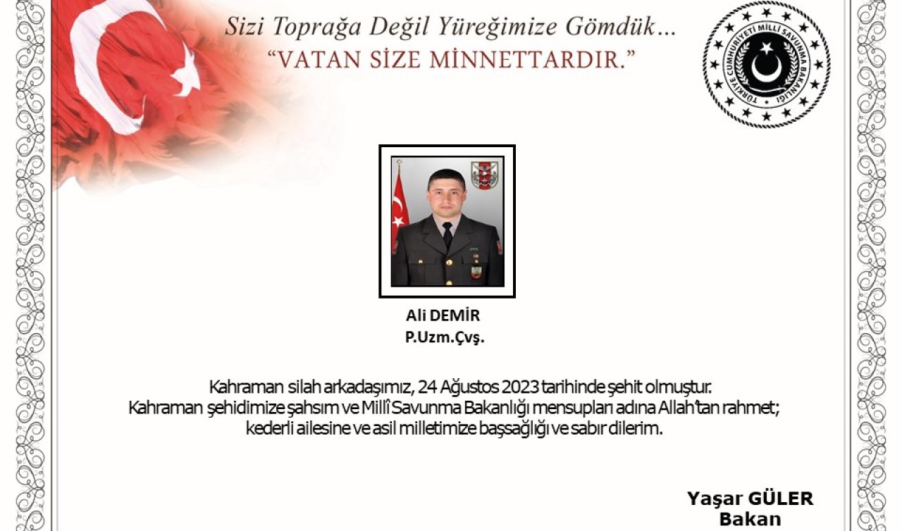 Pençe-Kilit bölgesinde 1 asker şehit oldu!