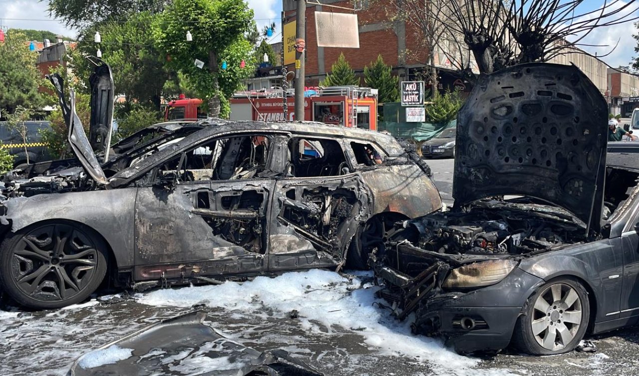 Oto sanayi sitesindeki 5 araç yandı