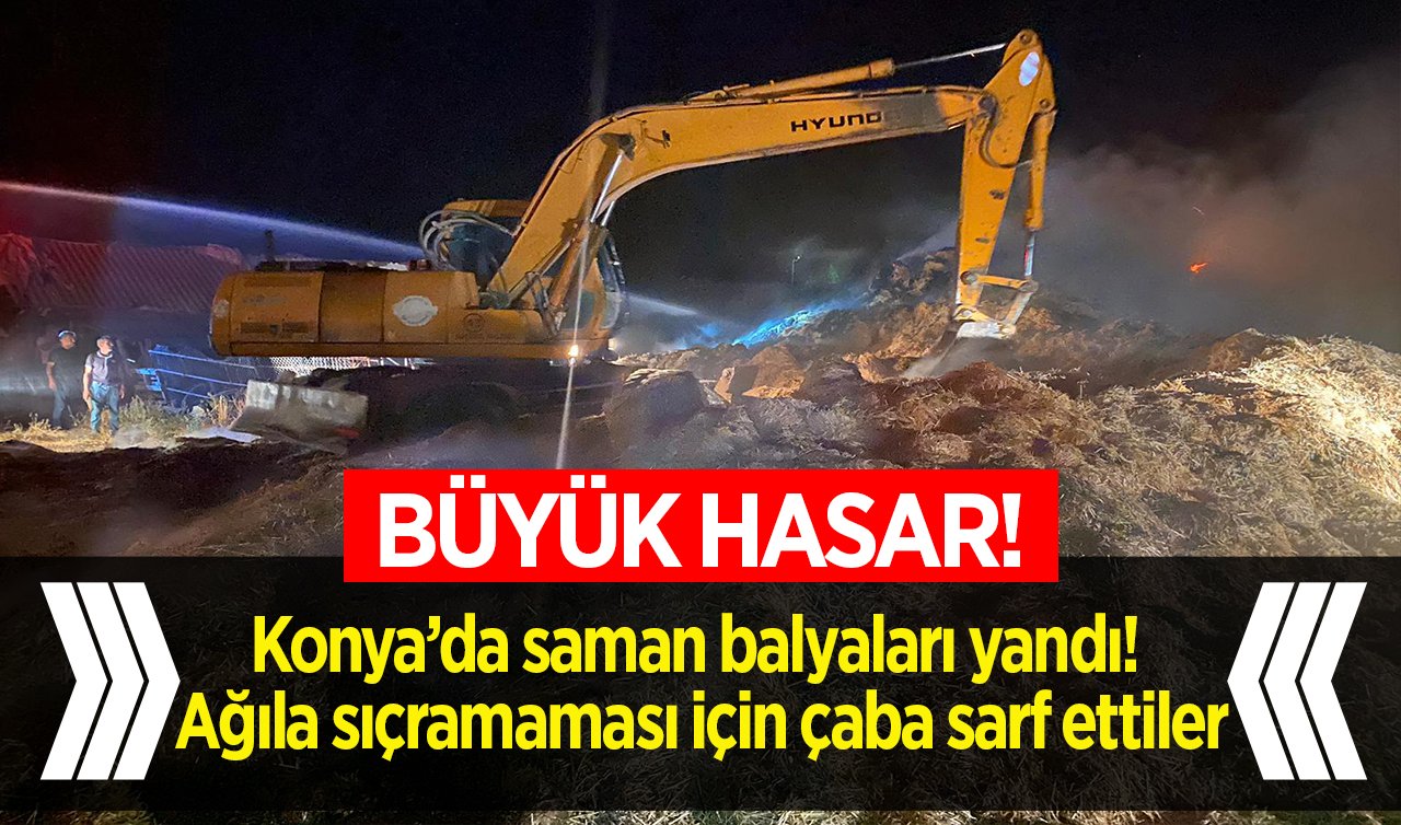 BÜYÜK HASAR! Konya’da saman balyaları yandı! Ağıla sıçramaması için çaba sarf ettiler