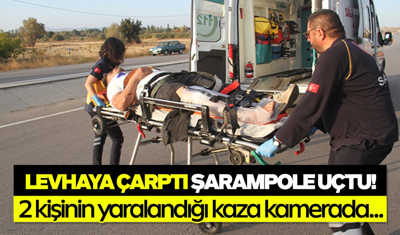 Konya’da levhalara çarpıp şarampole uçan motosikletteki 2 kişi yaralandı: Kaza anı kameralara yansıdı