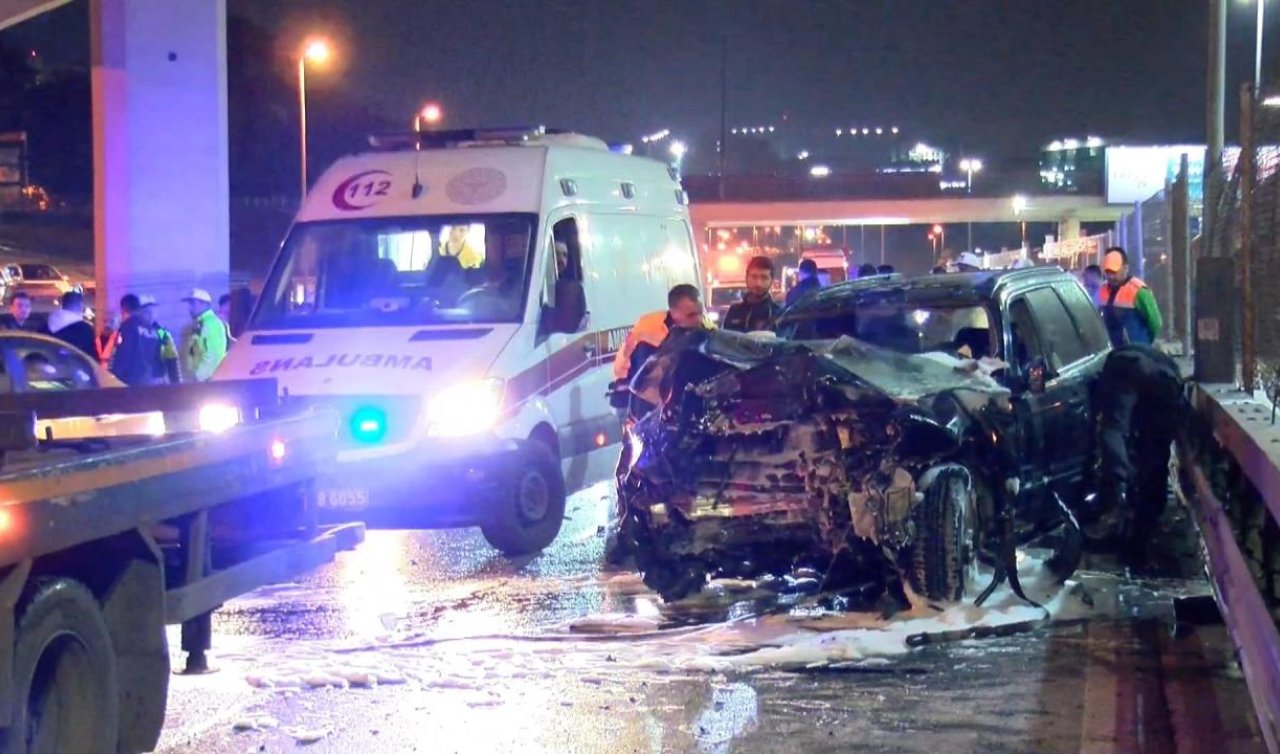 Makas atan cip bariyerlere çarpıp alev aldı