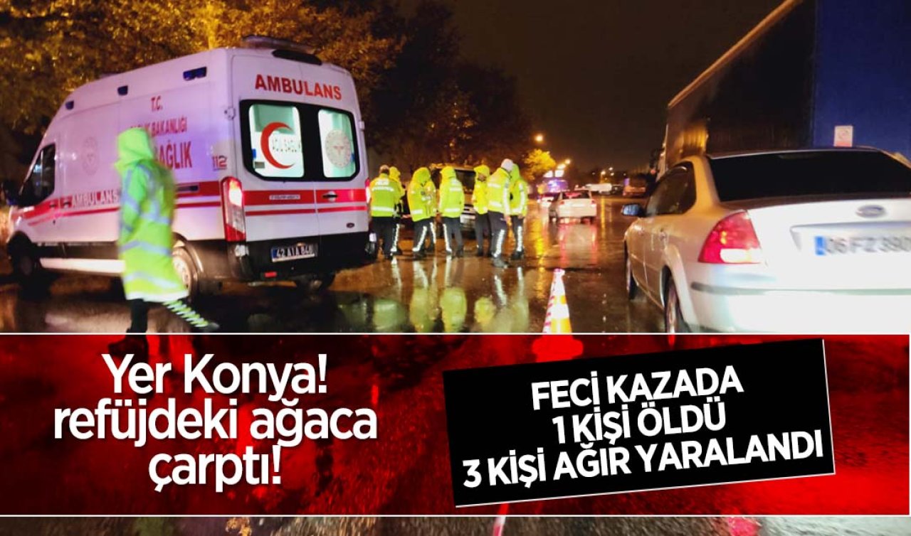 Konya’da feci kaza: Refüjdeki ağaca çarpan minibüsteki 1 kişi öldü 6 kişi yaralandı