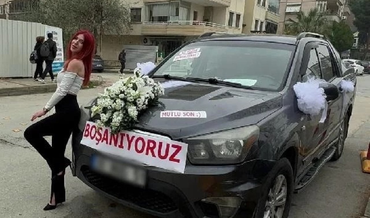 Gelin arabası gibi süslenen aracıyla boşanma davasına gitti