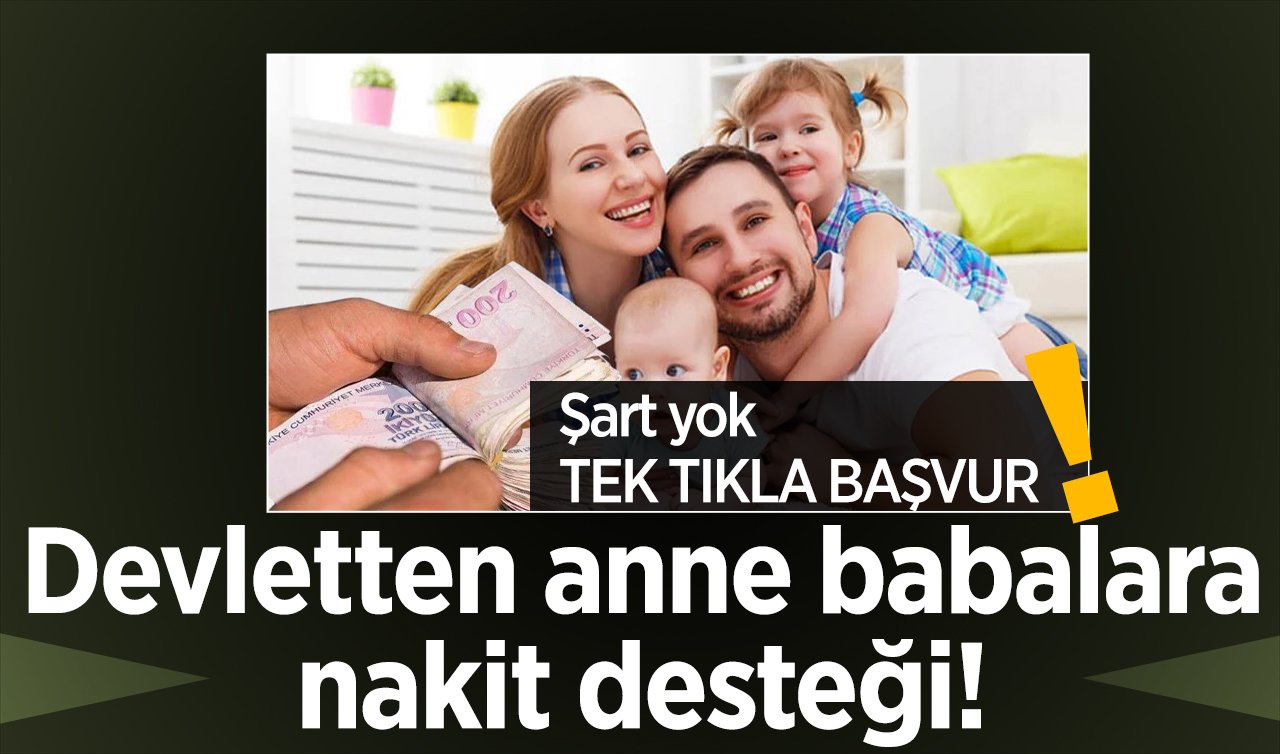 Devletten anne babalara nakit desteği! Şart yok: TEK TIKLA BAŞVUR! Tık hesabında..