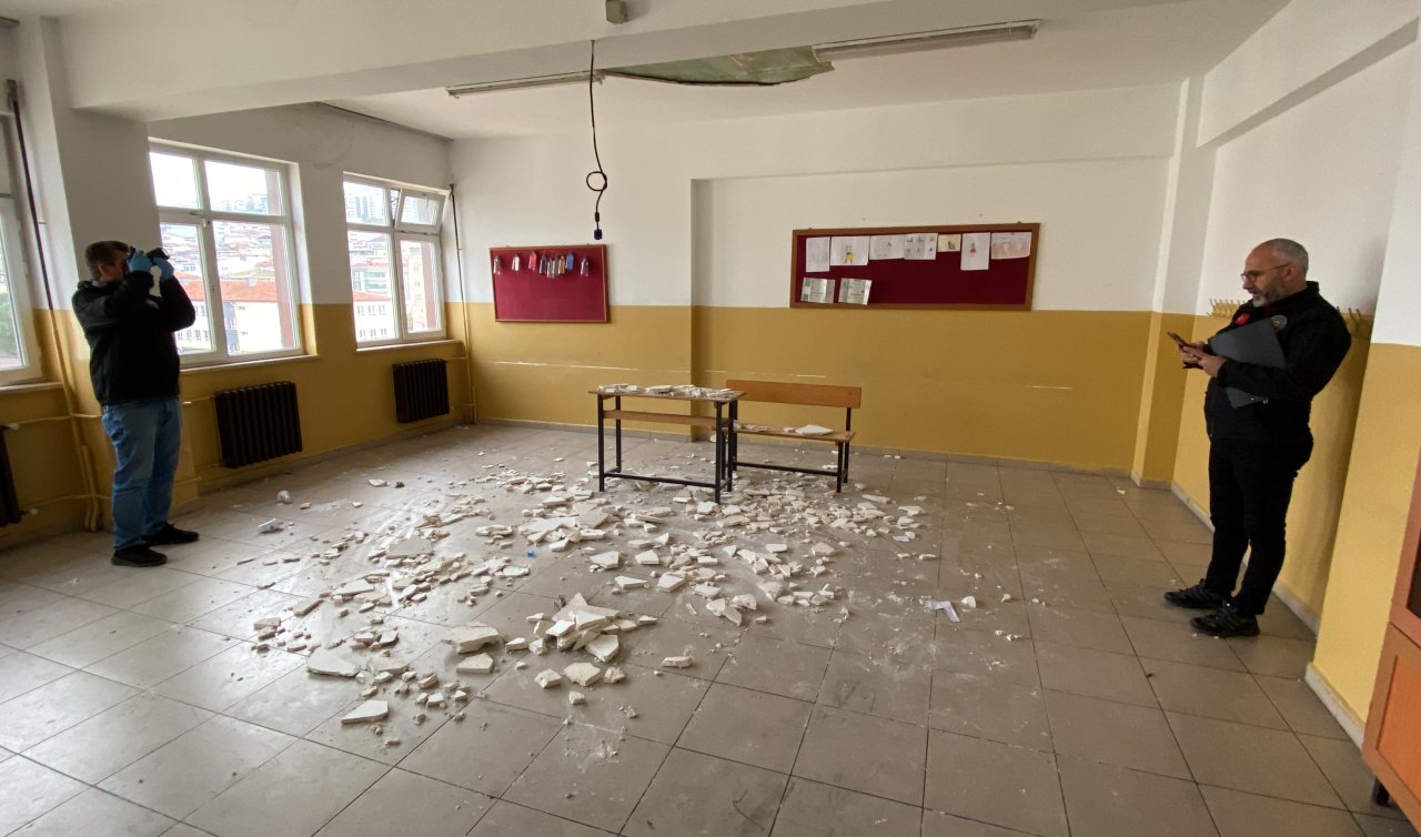 Sınıfta ders sırasında tavanın sıvası düştü: 7 öğrenci yaralı