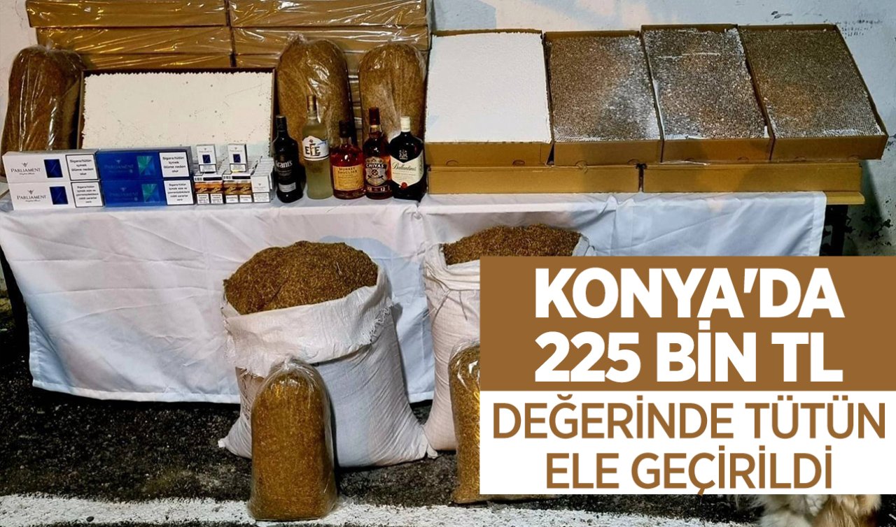 Konya’da yolcu otobüsünden 225 bin TL değerinde tütün ele geçirildi! 
