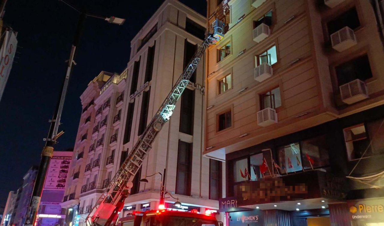 8 katlı bir otelde yangın çıktı! Mahsur kalan 20 kişi kurtarıldı