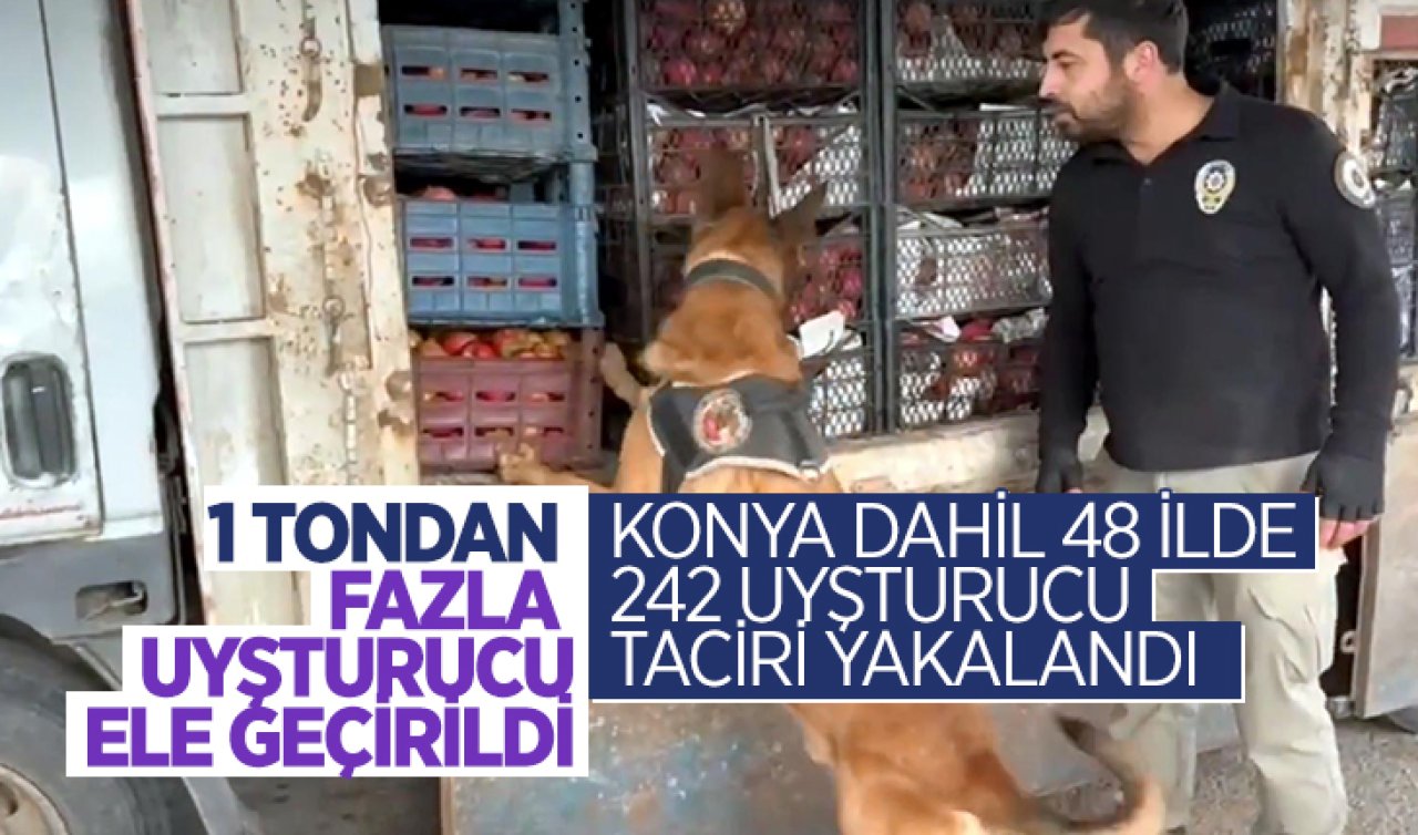  Konya dahil 48 ilde 242 uyuşturucu taciri yakalandı! 1 tondan fazla uyuşturucu ele geçirildi 