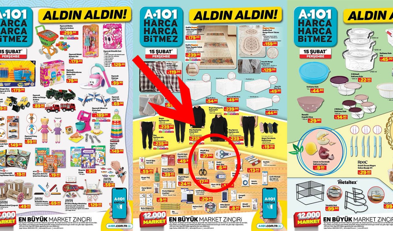 Nakış Makası ve 5’li Tığ Seti A101 İndirimi! 15 Şubat 2024 A101 Aktüel Kataloğu
