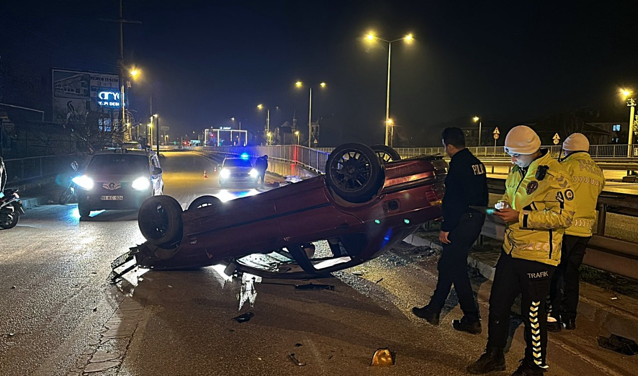  Takla atan otomobili bırakıp kaçtılar