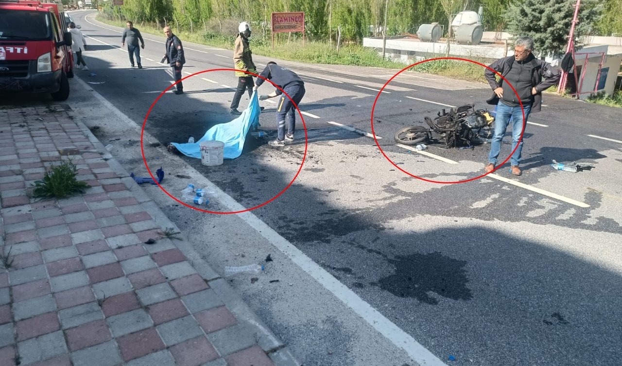 Otomobille çarpışıp alev alan motosikletin sürücüsü öldü! 