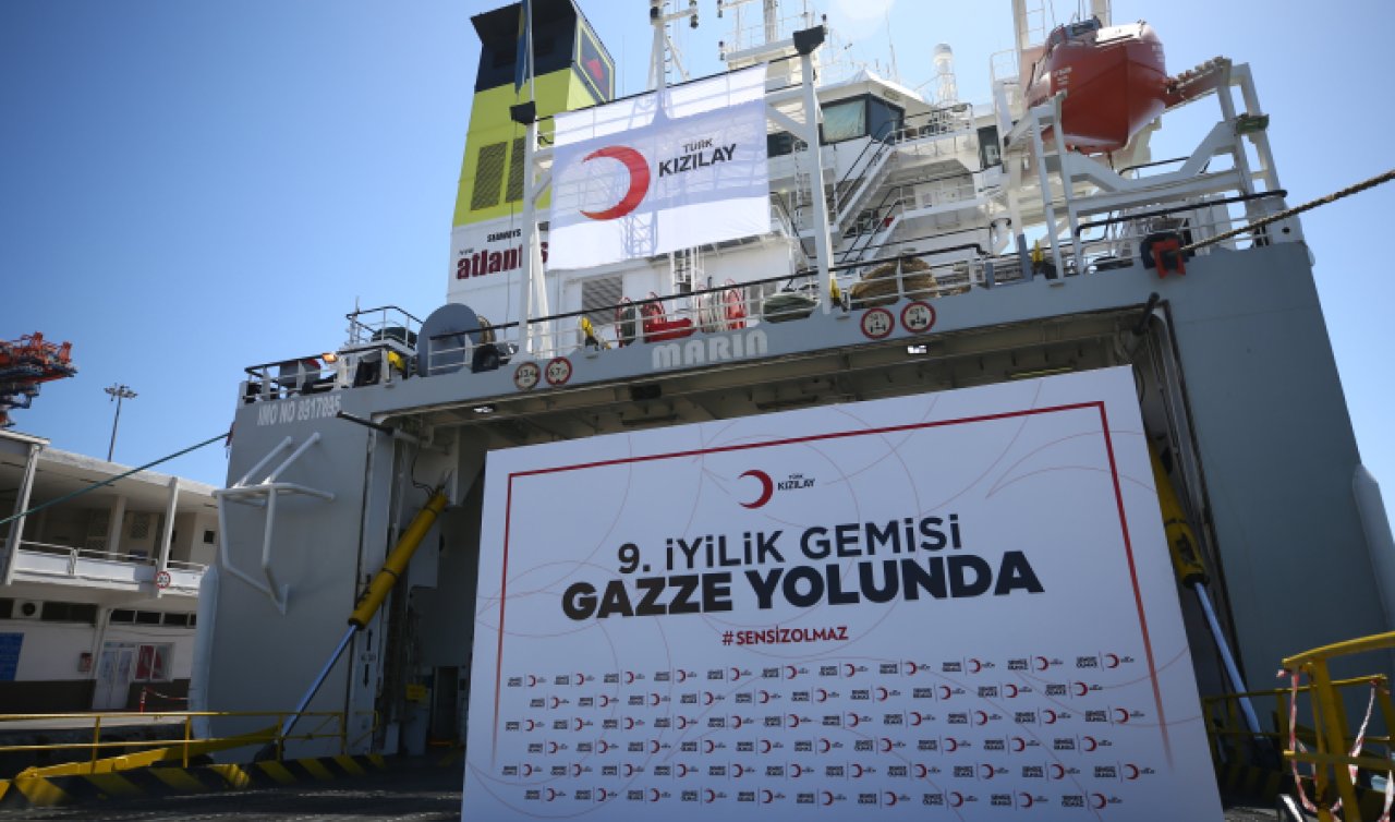  Türkiye’den Gazze’ye yardım malzemesi taşıyan 9. gemi uğurlandı