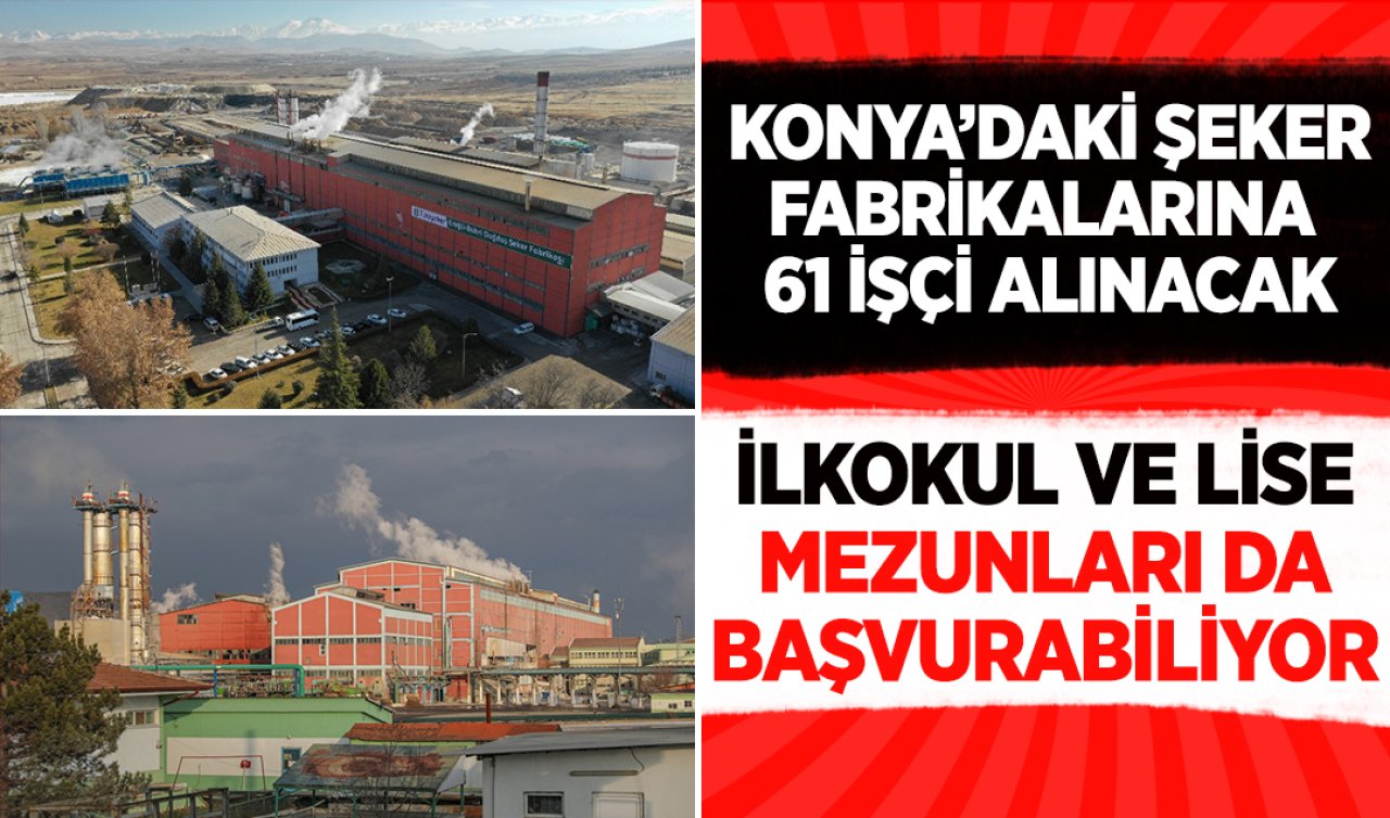Konya’daki şeker fabrikaları 61 işçi alacak! İlkokul ve lise mezunları da başvurabiliyor  