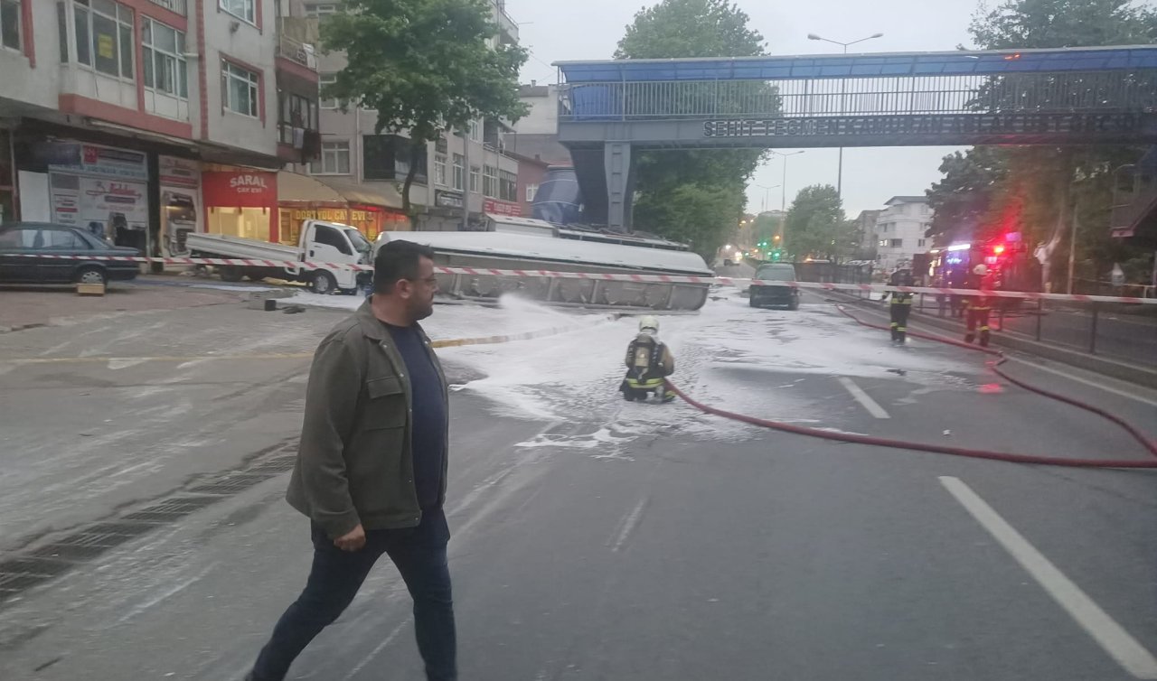  Benzin yüklü tanker kaza yaptı! Patlama riskine karşı evler boşaltıldı