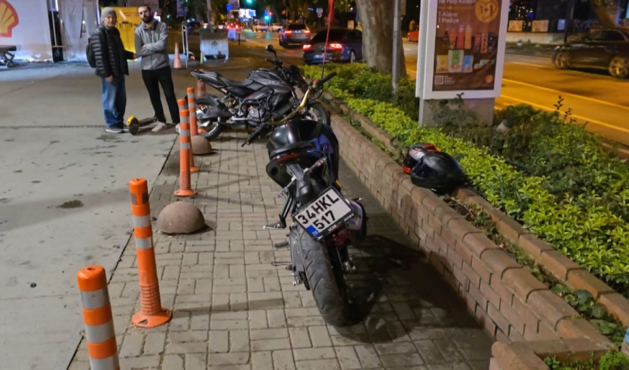 Motosiklete çarpan otomobil akaryakıt istasyonuna girdi:1 yaralı