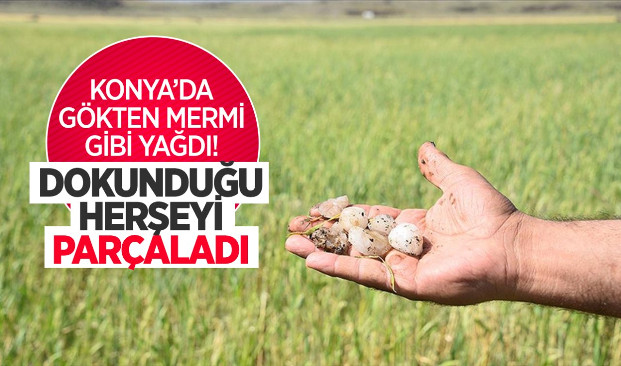  Konya’da gökten mermi gibi yağdı! Dokunduğu herşeyi parçaladı