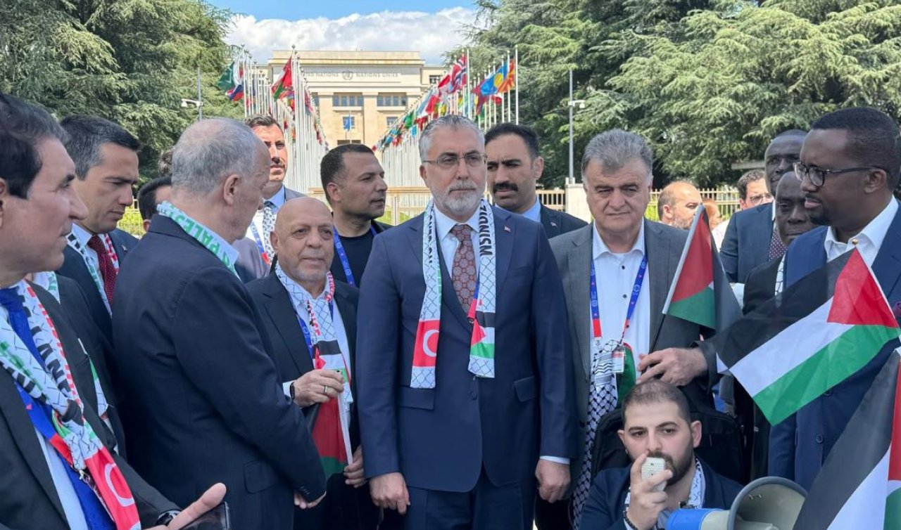 Bakan Işıkhan BM Cenevre Ofisi önünde Filistin eylemine katıldı