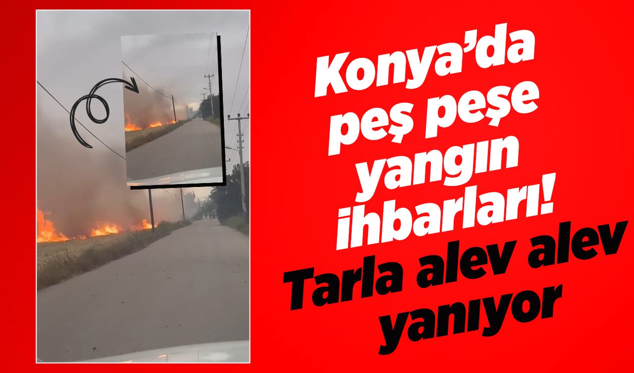 Konya’da peş peşe yangın ihbarları! Tarla alev alev yanıyor