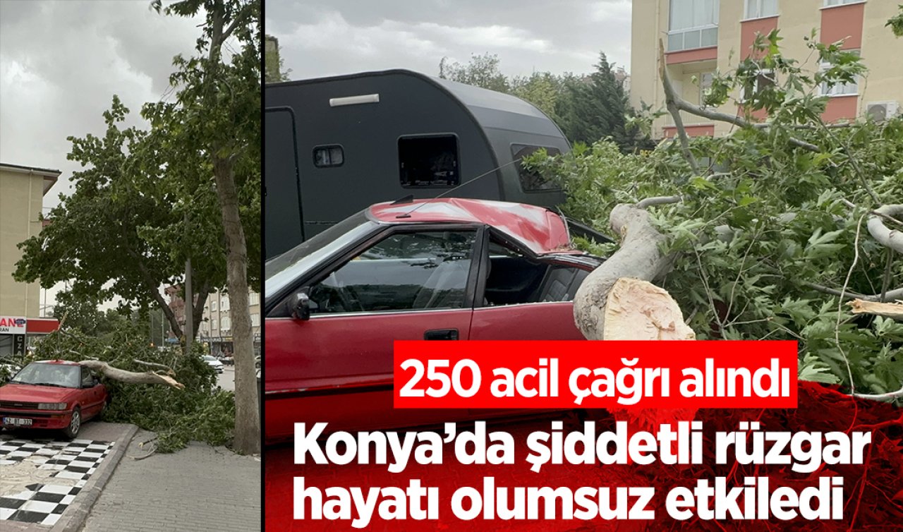 Konya’da şiddetli rüzgar hayatı olumsuz etkiledi: 250 acil çağrı alındı