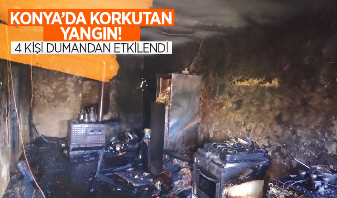  Konya’da korkutan yangın! 4 kişi dumandan etkilendi