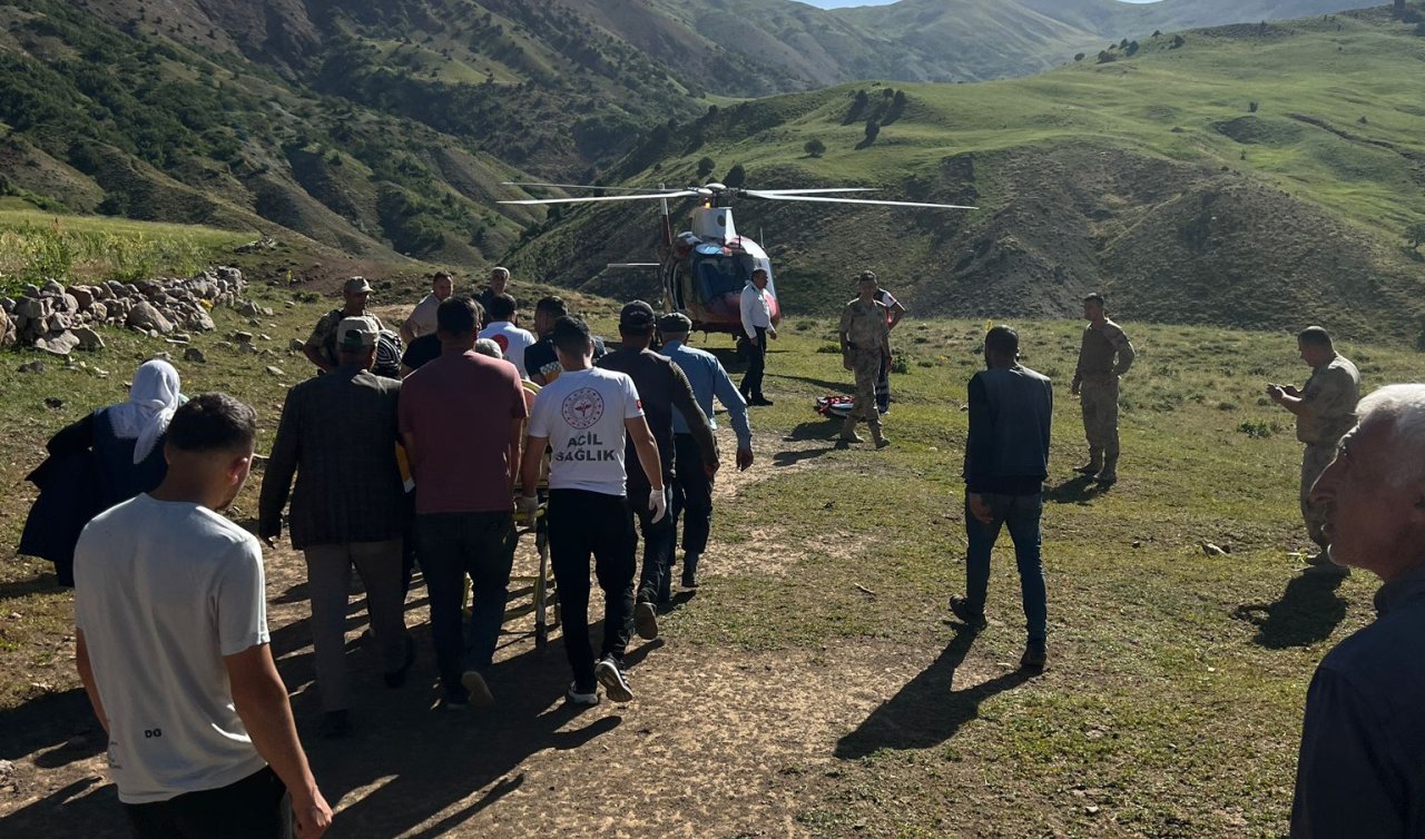 Arı sokması sonucu bilinç kaybı yaşayan hasta ambulans helikopterle Erzurum’a götürüldü