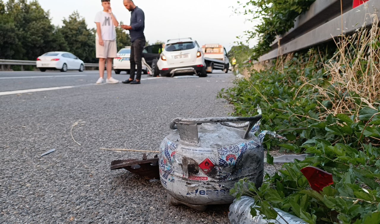 Otoyola düşen piknik tüpü kazaya neden oldu; 1 ölü 3 yaralı