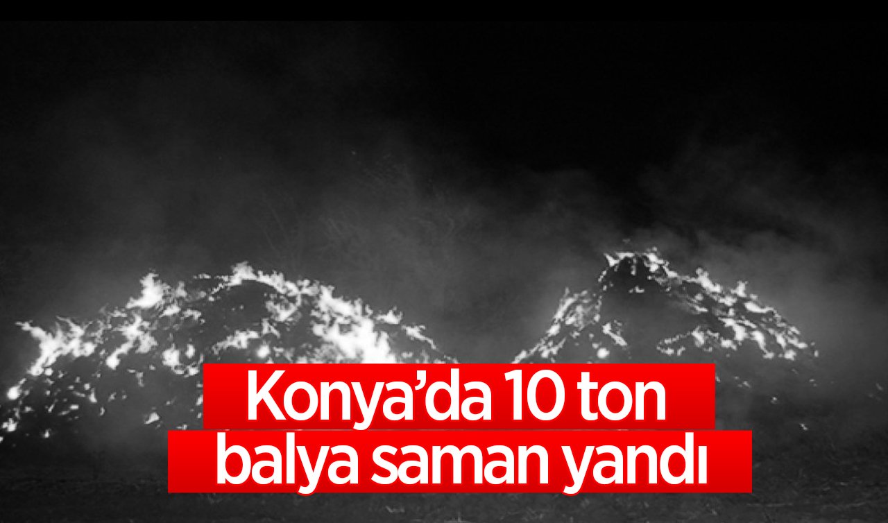  Konya’da 10 ton balya saman yandı