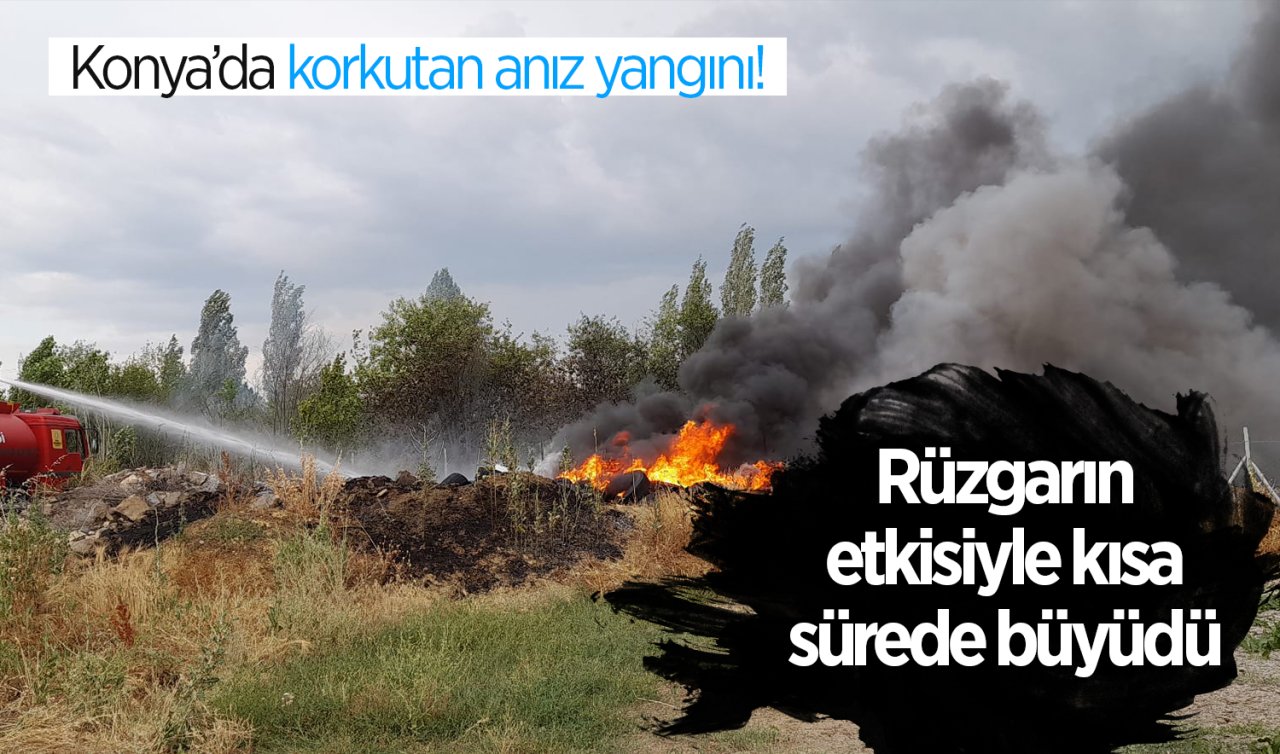 Konya’da korkutan anız yangını! Rüzgarın etkisiyle kısa sürede büyüdü