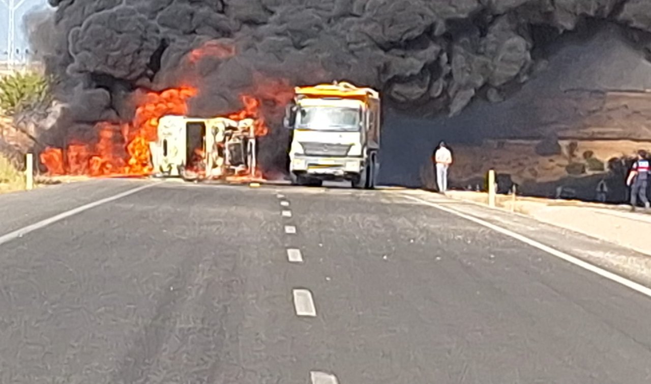 Devrilen tanker alev alev yandı! 