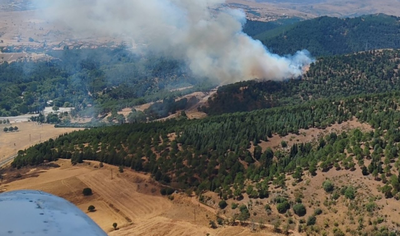 Ormanlık arazisinde çıkan yangına müdahale sürüyor