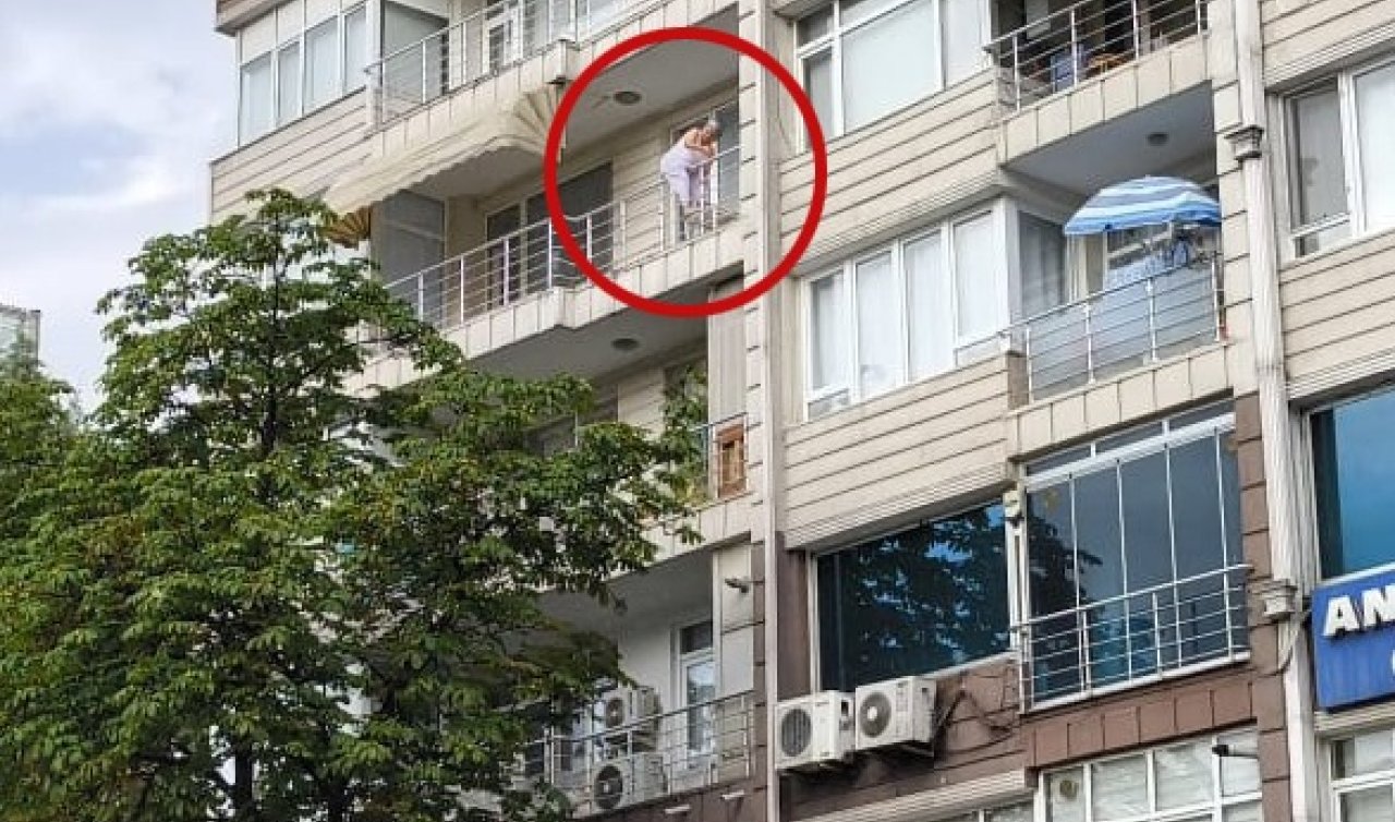 4’üncü kattaki evinin balkonunda atlamaya kalkışan kadını ekipler ikna etti