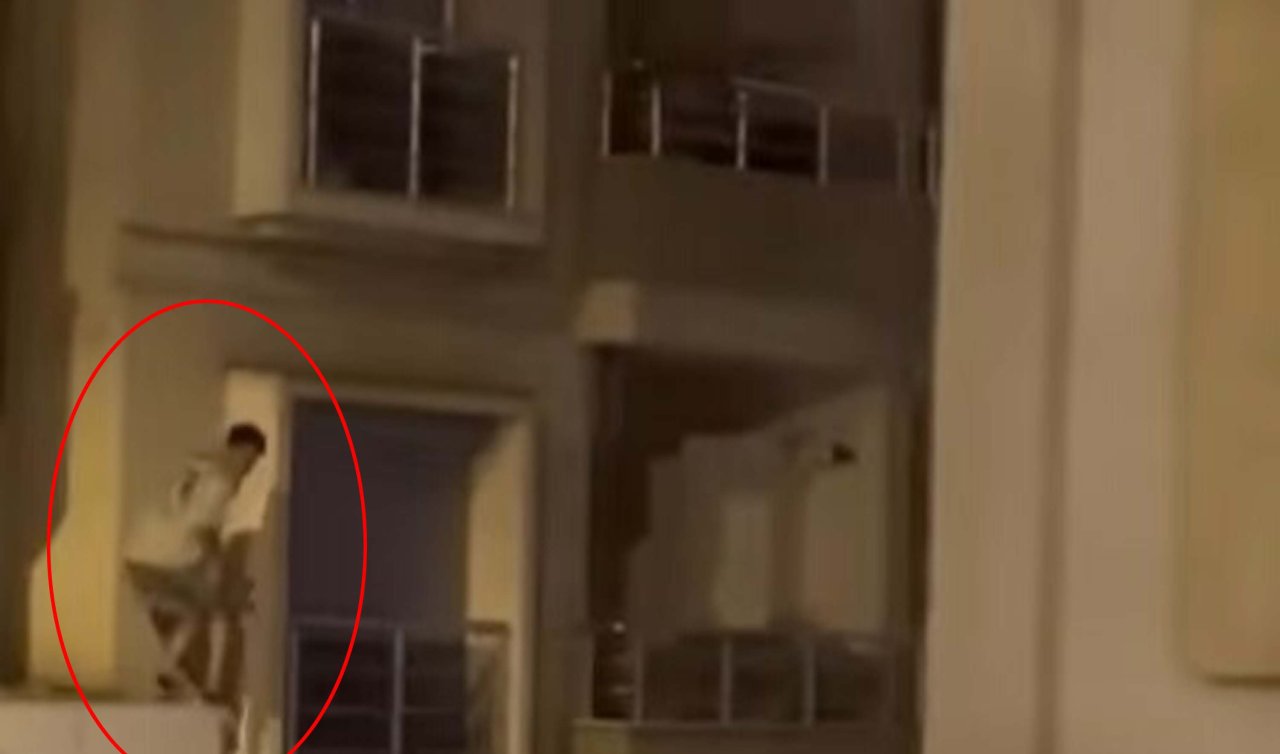 Polislerin geldiğini gören hırsız 5 kat tırmanıp çatıdan kaçtı!